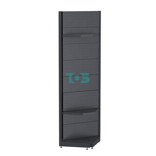 Стеллаж торговый металлический внутрений угол "ГРАФФ" №2-2.15-У с перфорацией и полками