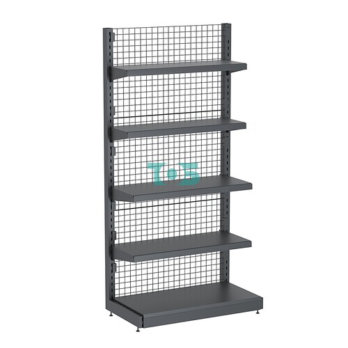 Стеллаж торговый металлический с сетчатой задней стенкой "ГРАФФ" №3-2.15-1 с полками 