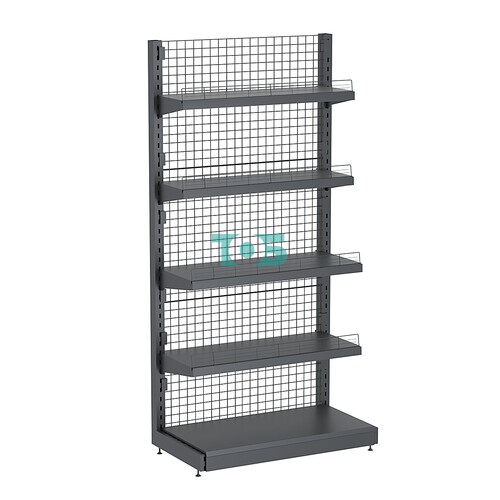 Стеллаж торговый металлический с сетчатой задней стенкой "ГРАФФ" №3-2.15-1-ОГР с полками, с ораничителями