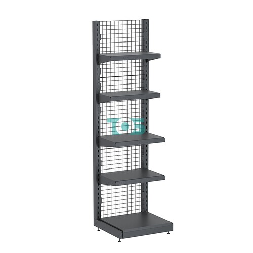 Стеллаж торговый металлический с сетчатой задней стенкой "ГРАФФ" №3-2.15-0.6 с полками