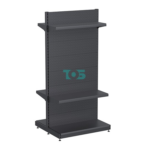 Стеллаж торговый металлический островной "ГРАФФ" №6-2.15-1П с перфорацией и полками 