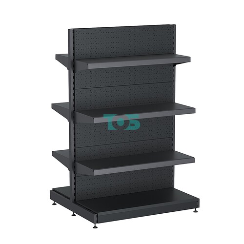 Стеллаж торговый металлический островной "ГРАФФ" №6-1.65-1П с перфорацией и полками 