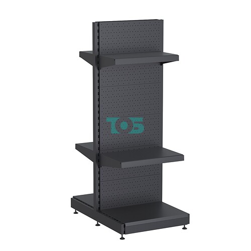 Стеллаж торговый металлический островной "ГРАФФ" №6-1.65-0.6П с перфорацией и полками 