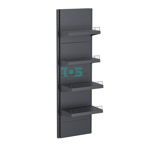 Стеллаж торговый настенный металлический "ГРАФФ" №9-2.0-0.6-ОГР с полками, с ограничителями
