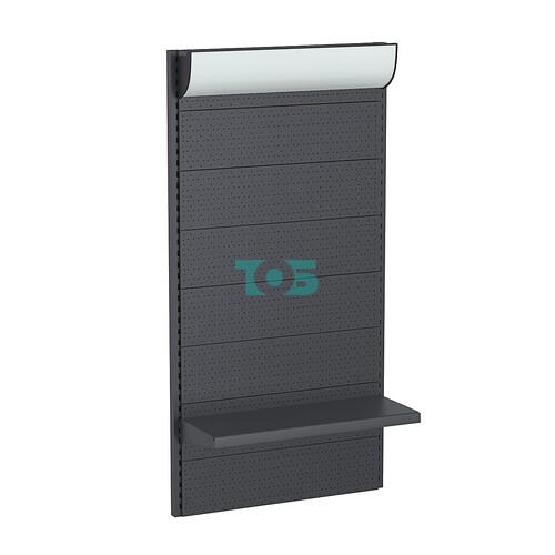 Стеллаж торговый настенный металлический "ГРАФФ" №10-2.0-1ПФ с перфорацией, полкой и лайтбоксом 