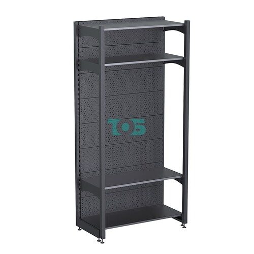 Стеллаж  металлический "ГРАФФ" №12Л-2.15-1П с перфорацией и полками, с лицевыми доп. стойками