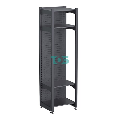 Стеллаж  металлический "ГРАФФ" №12Л-2.15-0.6П с перфорацией и полками, с лицевыми доп. стойками