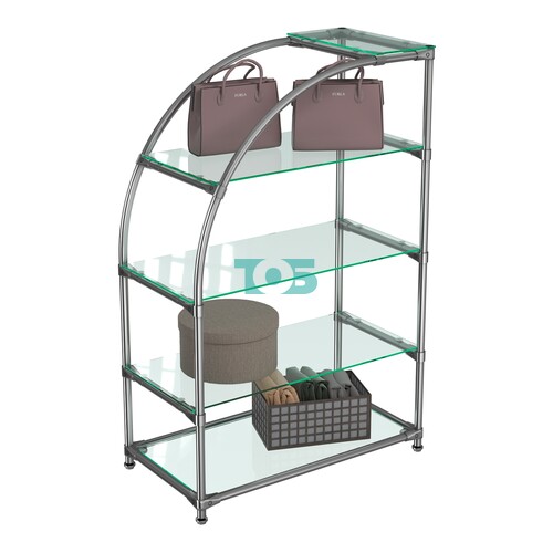 Хромированный стенд универсальный TD-06 (Т) с полками стекло 6мм (прозрачное)