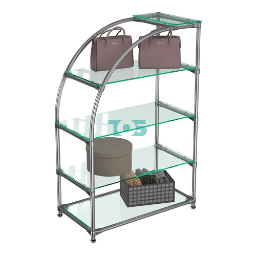 Хромированный стенд универсальный TD-06 (Т) с полками стекло 8мм (прозрачное)