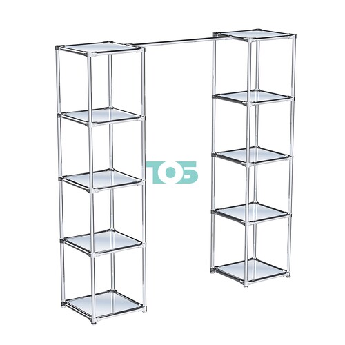 Вешало для одежды с зеркальными полками Мега №1-4