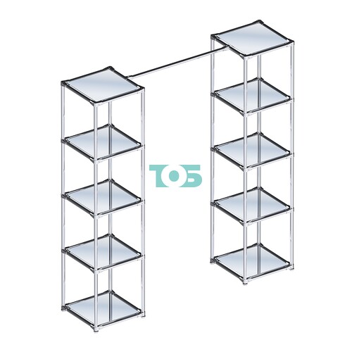 Вешало для одежды с зеркальными полками Мега №1-4