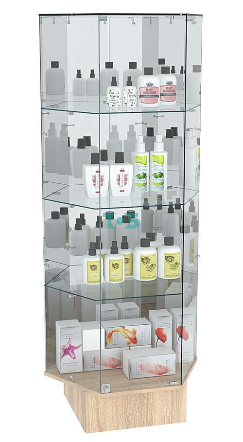 Витрина шестигранная Истра №44 (три задние стенки зеркальные)