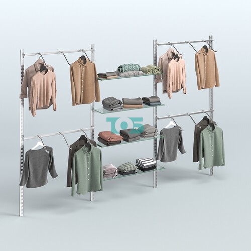 Система ГЛОБАЛ с центральными стеклянными полками и поручнями №8 (3600 мм)