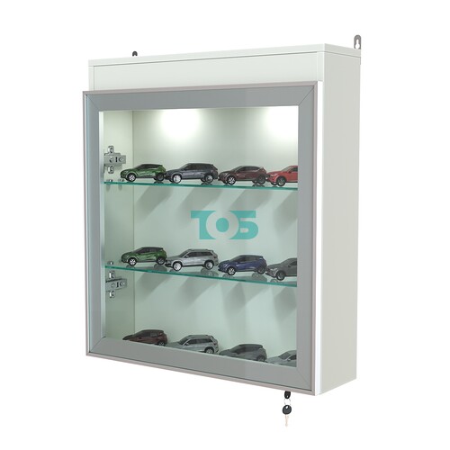 Витрина настенная №1-3А с прозрачными полками и фризом с подсветкой серии Collecto