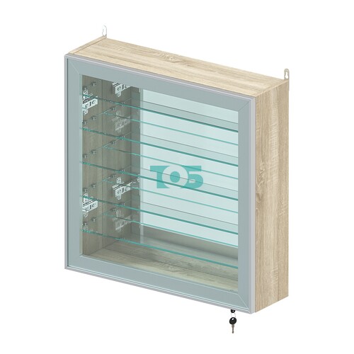 Витрина настенная №1-6А с пятью полками и зеркальной стенкой серии Collecto