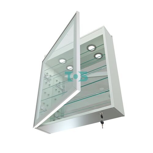 Витрина настенная №1-8А с пятью полками, подсветкой и зеркалом серии Collecto