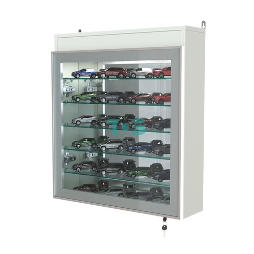 Витрина настенная №1-8А с пятью полками, подсветкой и зеркалом серии Collecto