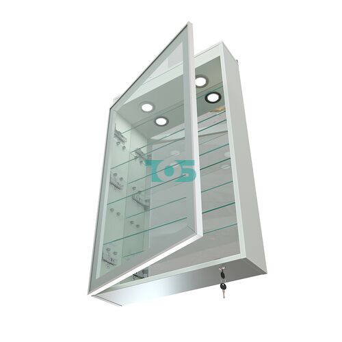 Витрина настенная №2-4А зеркальная с четырьмя полками и подсветкой серии Collecto