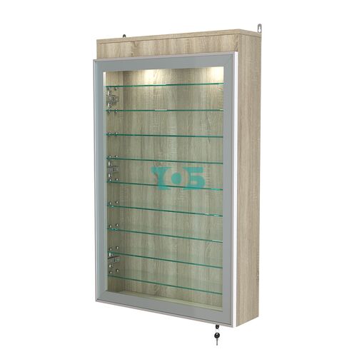 Витрина настенная №2-7А высокая с девятью полками и подсветкой серии Collecto