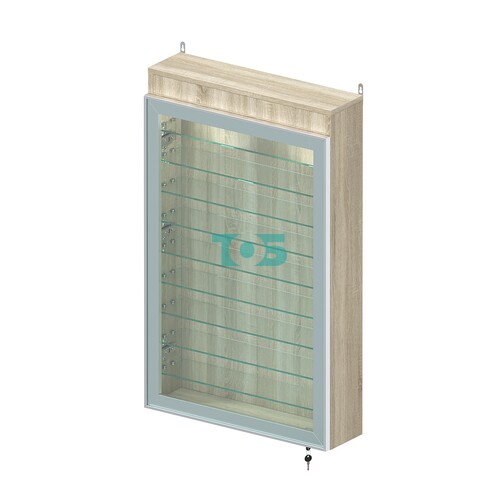 Витрина настенная №2-7А высокая с девятью полками и подсветкой серии Collecto