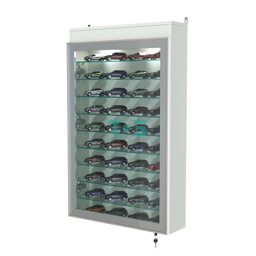 Витрина настенная №2-7А высокая с девятью полками и подсветкой серии Collecto