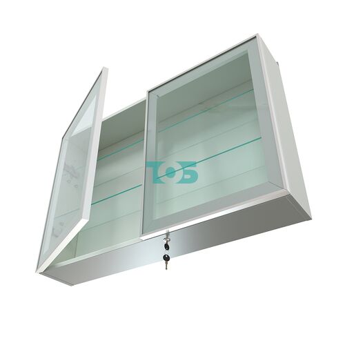 Витрина настенная №3-1А широкая со стеклянными полками серии Collecto