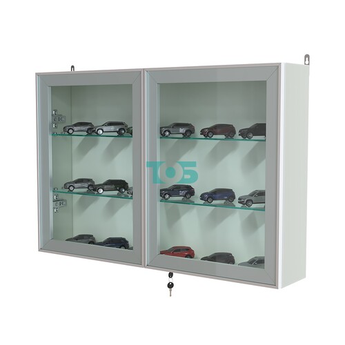 Витрина настенная №3-1А широкая со стеклянными полками серии Collecto