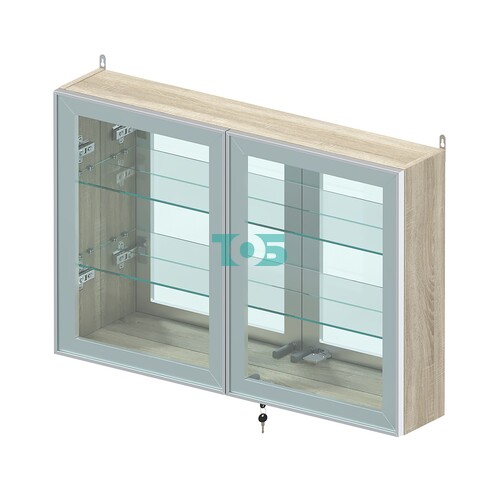 Витрина настенная №3-2А широкая с зеркалом серии Collecto