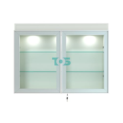 Витрина настенная №3-3А широкая с двумя полками и фризом серии Collecto