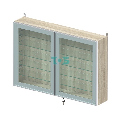 Витрина настенная №3-5А широкая с пятью стеклянными полками серии Collecto