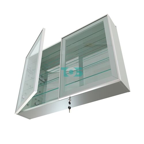 Витрина настенная №3-6А широкая зеркальная с пятью стеклянными полками серии Collecto