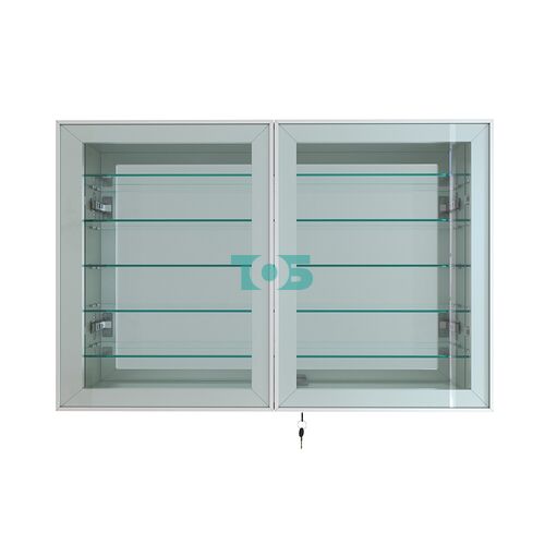 Витрина настенная №3-6А широкая зеркальная с пятью стеклянными полками серии Collecto