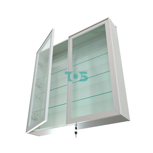 Витрина настенная №4-1А с узкими прозрачными полками серии Collecto