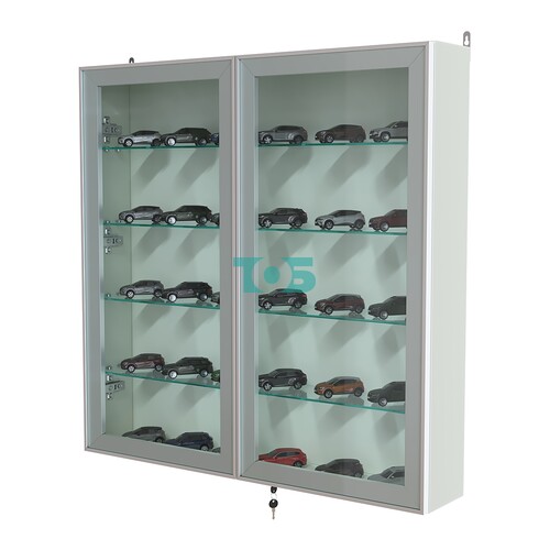 Витрина настенная №4-1А с узкими прозрачными полками серии Collecto