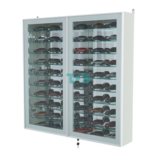 Витрина настенная №4-6А зеркальная с девятью полками серии Collecto