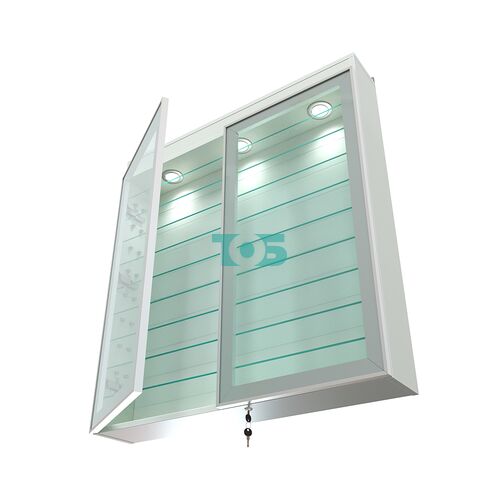 Витрина настенная №4-7А с фризом и девятью стеклянными полками серии Collecto