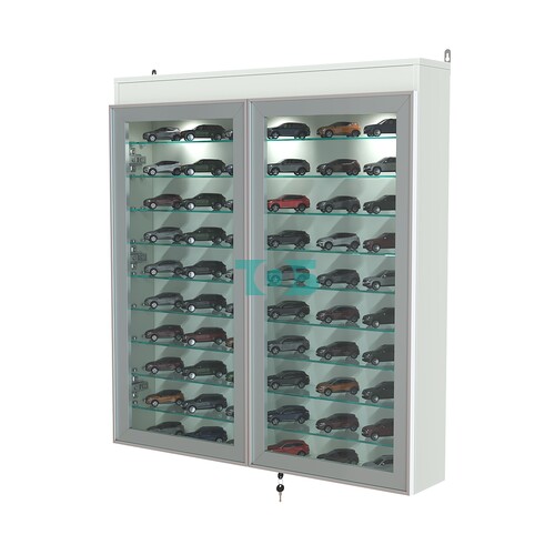 Витрина настенная №4-7А с фризом и девятью стеклянными полками серии Collecto