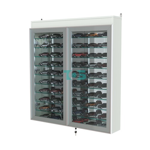 Витрина настенная №4-8А зеркальная с верхним светом и девятью полками серии Collecto