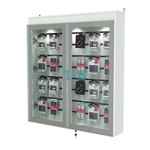 Витрина настенная №4-2Б закрытая с экономпанелью и фризом серии Collecto