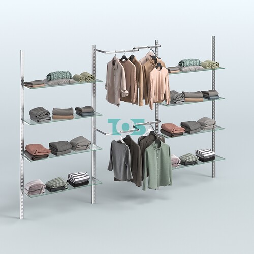 Система ГЛОБАЛ с двумя Р-образными поручнями и восемью стеклянными полками №13 (3600 мм)