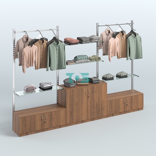 Система ГЛОБАЛ трех-секционная с поручнями, прозрачными полками и тумбами Т21 и Т23 №4 (3600 мм)