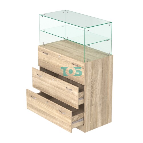 Прилавок из ДСП и стекла с выдвижными ящиками Селена-1