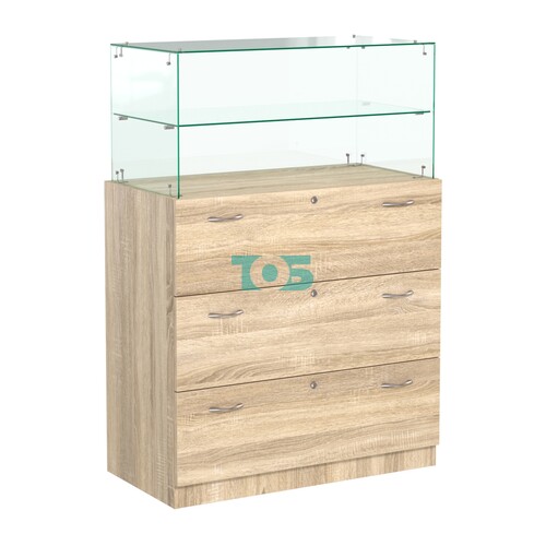 Прилавок из ДСП и стекла с выдвижными ящиками Селена-1