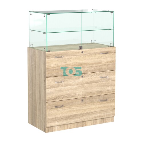 Прилавок с распашными дверками в стеклянной части Селена-101