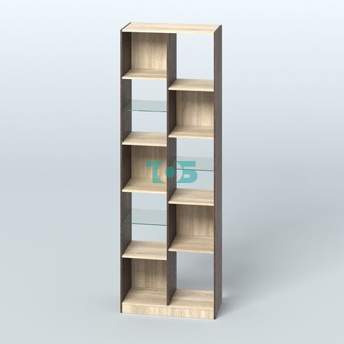 Стеллаж из ДСП серии ЛОФТ №8-3 с полками стекло 5 мм