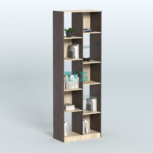 Стеллаж из ДСП серии ЛОФТ №8-3 (зеркальное отражение - Z) с полками стекло 5 мм 