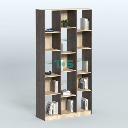 Стеллаж из ДСП серии ЛОФТ №10-3 (зеркальное отражение - Z) с полками стекло 5 мм