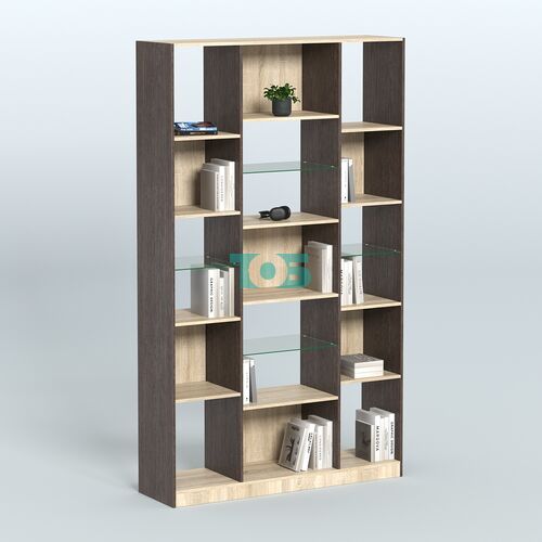 Стеллаж из ДСП серии ЛОФТ №12-3 с полками стекло 5 мм