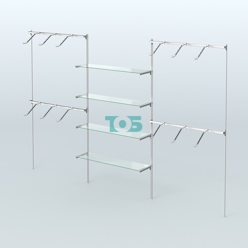 Neo Fix №4 с прозрачными полками пристенными поручнями (3600 мм)