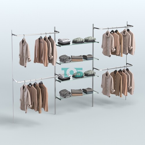 Neo Fix №6 со стеклянными полками и П-образными поручнями (3600 мм)